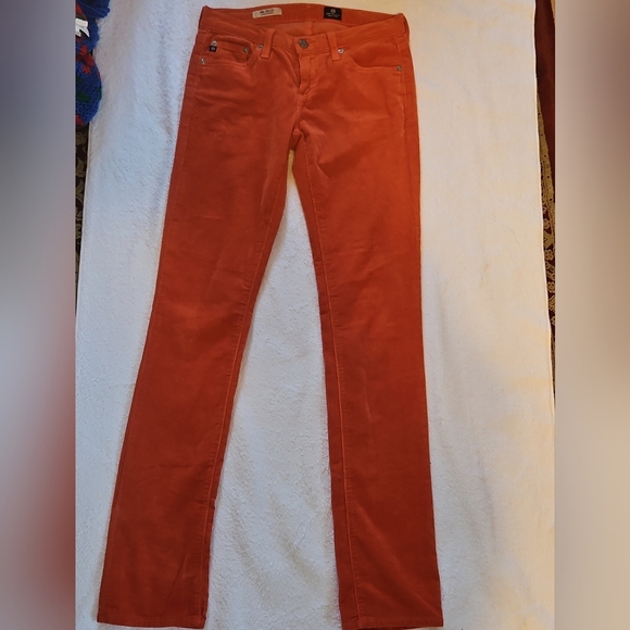 Ag Adriano Goldschmied Pants - AG Adriano Goldschmied Stevie Slim Straight Corduroy Pants Orange Size 25R